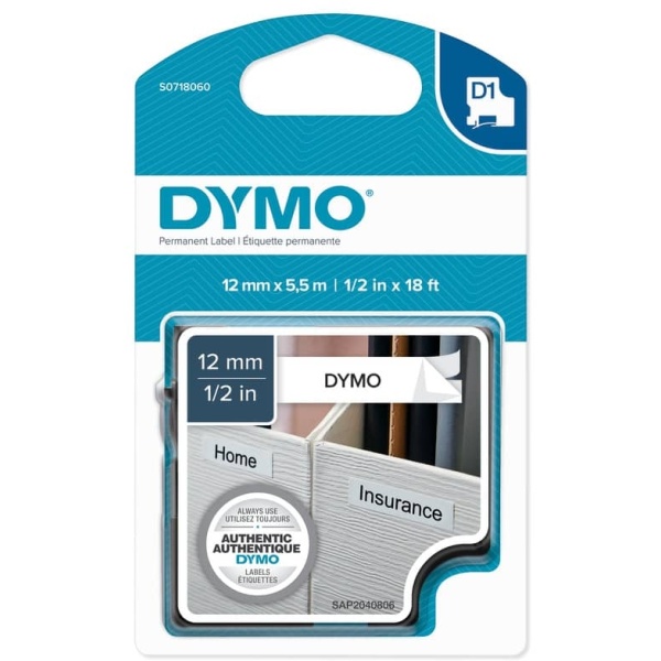 Nastro Dymo 12mm x 5,5m polyester (S0718060) nero-bianco - 092319