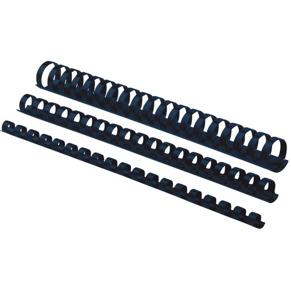 Dorsi plastici a 21 anelli Fellowes - 25 mm - 200 fogli - nero - 5348504 (conf.50)