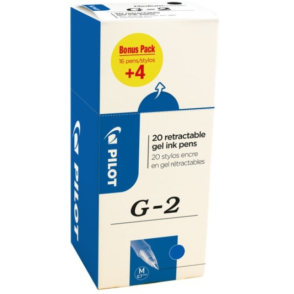 Penna Gel a scatto G-2 Pilot - 0,7 mm - blu - 000018 (conf.20)