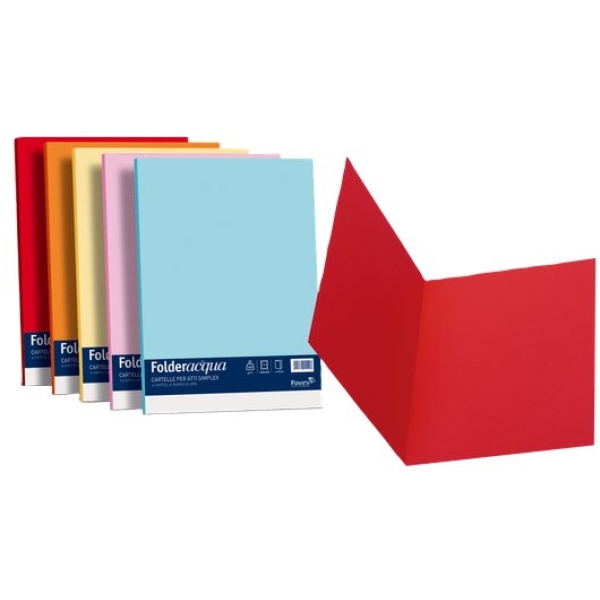 Cartelline in cartoncino Simplex Luce&amp;Acqua Favini - 25x34 cm - bianco - A500664 (conf.50)