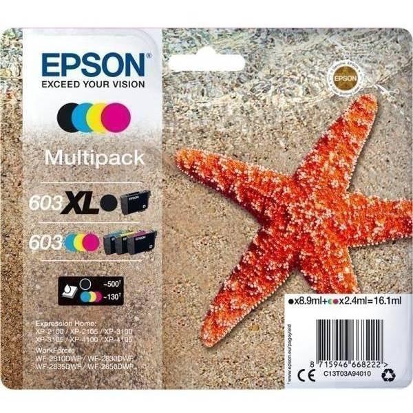Cartuccia Epson 603XL/603 (C13T03A94010) nero-ciano-magenta-giallo - B00160