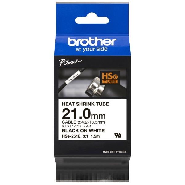 Nastro Brother 21 mm (HSE-251E) nero-bianco - B04227