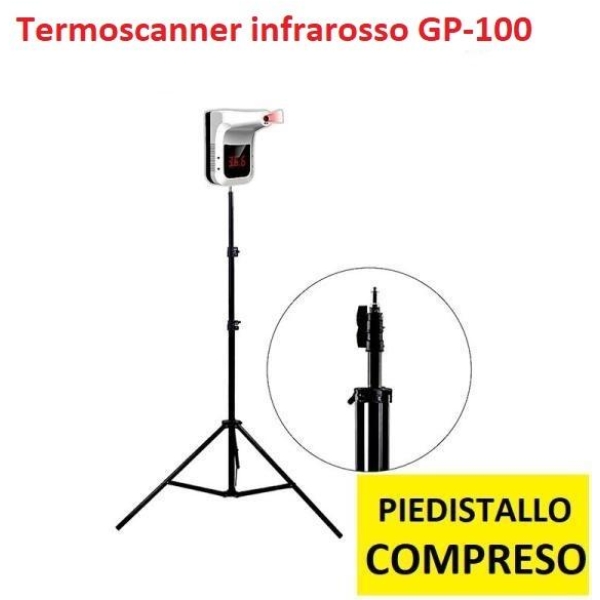 Termoscanner infrarosso GP-100 contactless rapid test con piedistallo regolabile compreso - O01324