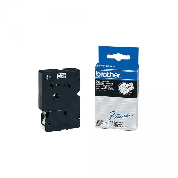 Nastro Brother TC201 nero-bianco - U00867