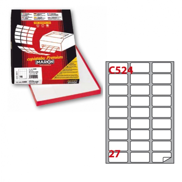 Etichetta adesiva c/524 bianca 100fg A4 56x28mm (27et/fg) markin - Z00716