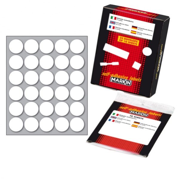 Etichetta adesiva bianca tonda ø22mm (10fogli x 30etichette) markin - Z01117
