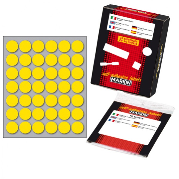 Etichetta adesiva giallo tonda ø18mm (10fogli x 42etichette) markin - Z01124