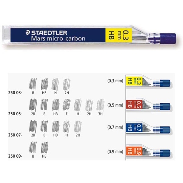 12 astucci da 12 mine 0.5mm 250 05-2h mars®micro staedtler - Z01247