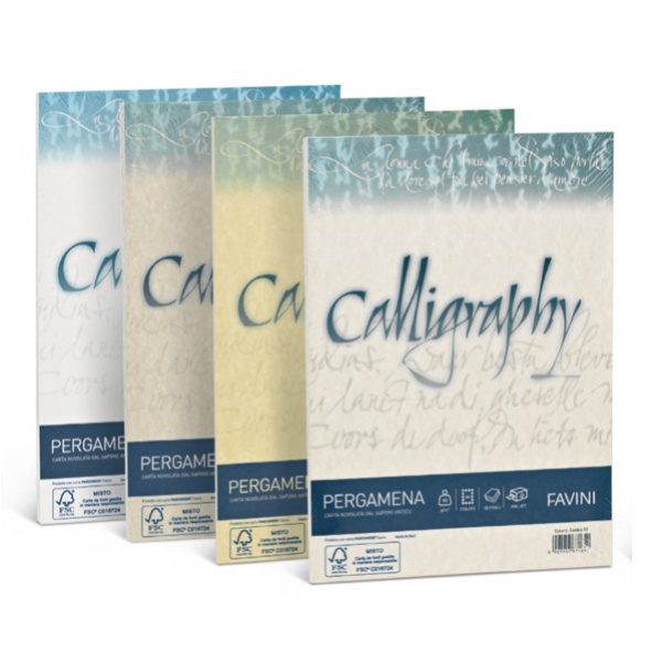 Carta calligraphy pergamena 90gr A4 50fg nocciola 04 favini - Z01492