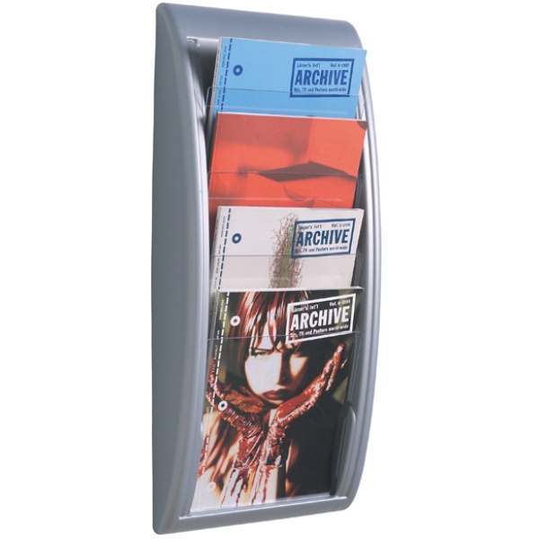 Espositore da parete a 4 tasche A4 grigio quick fit system - Z03545