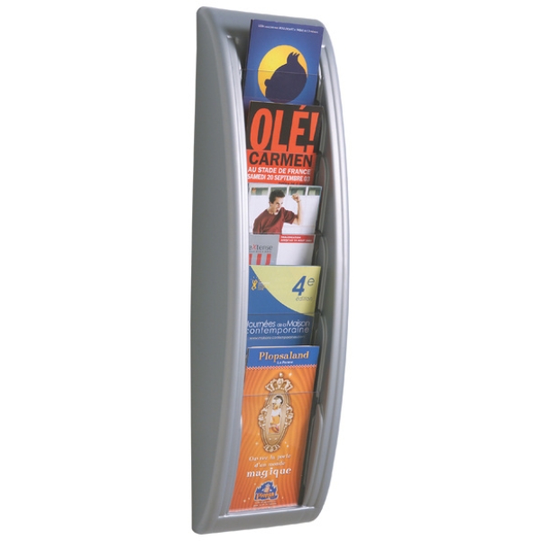 Espositore da parete a 5 tasche A5 grigio quick fit system - Z03546