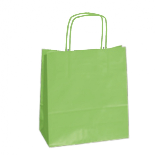 25 shoppers carta kraft 26x11x34,5cm twisted verde mela - Z04070