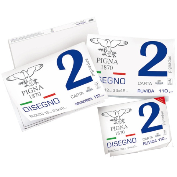 Blocco disegno pignA2 33x48cm collato 12fg 110gr ruvido - Z04578