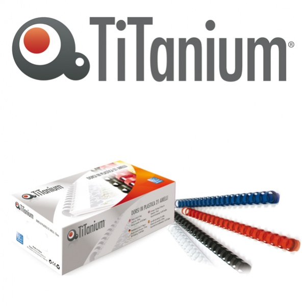 100 dorsi plastici 21 anelli 14mm nero titanium - Z04827