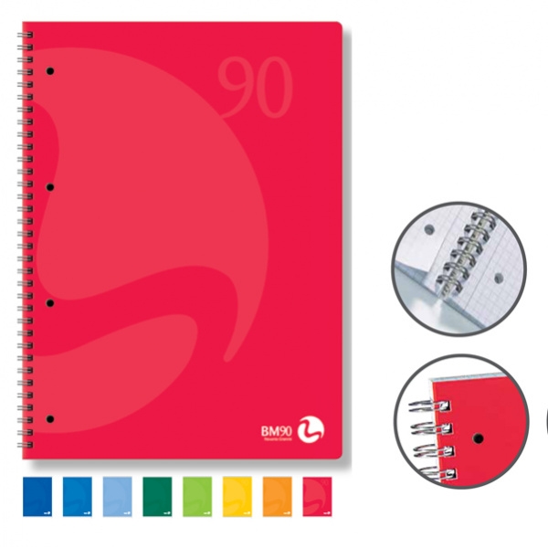 Quaderno A5 163x210mm spiralato 90gr 60fg 4fori microperf. 5mm colors bm - Z05305