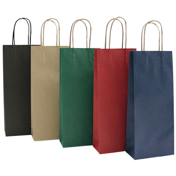 20 shoppers carta biokraft 14x9x38cm portabottiglie blu - Z05475
