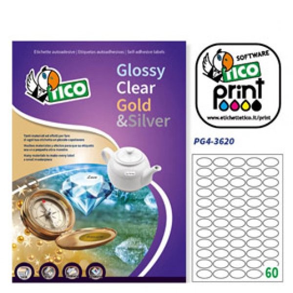 Etichetta adesiva PG4 bianca lucida 100fg A4 36x22mm (55et/fg) Tico - Z05919