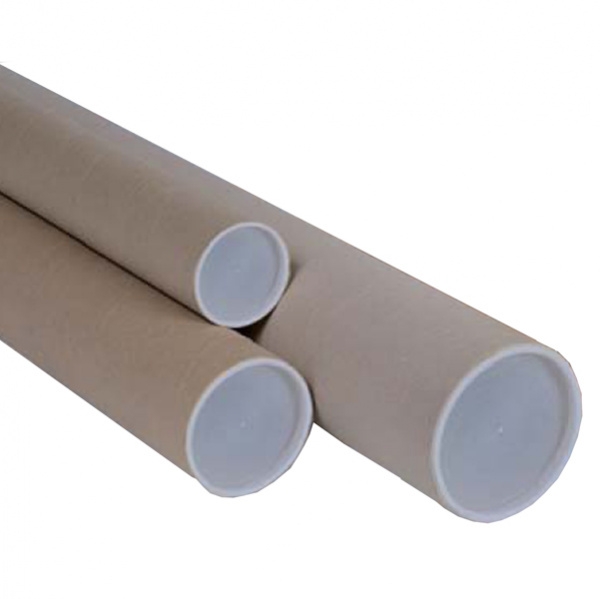Tubo in cartone avana doppio tappo trasparente 50cm ø6cm - Z10310