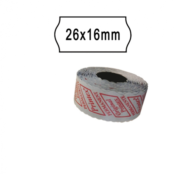 Pack 10 rotoli 1000 etich. 26x16mm onda bianco remov. printex - Z10982
