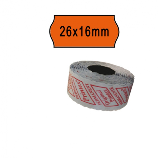 Pack 10 rotoli 1000 etich. 26x16mm onda arancio perm. printex - Z10983