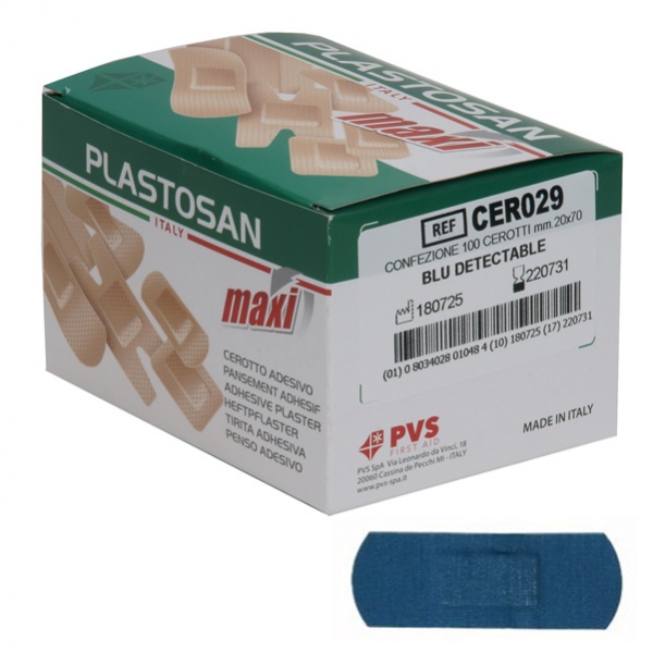 Scatola 100 cerotti 2x7cm blu detectable - Z11077