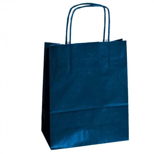 25 shoppers carta kraft 18x7x24cm twisted blu - Z11375