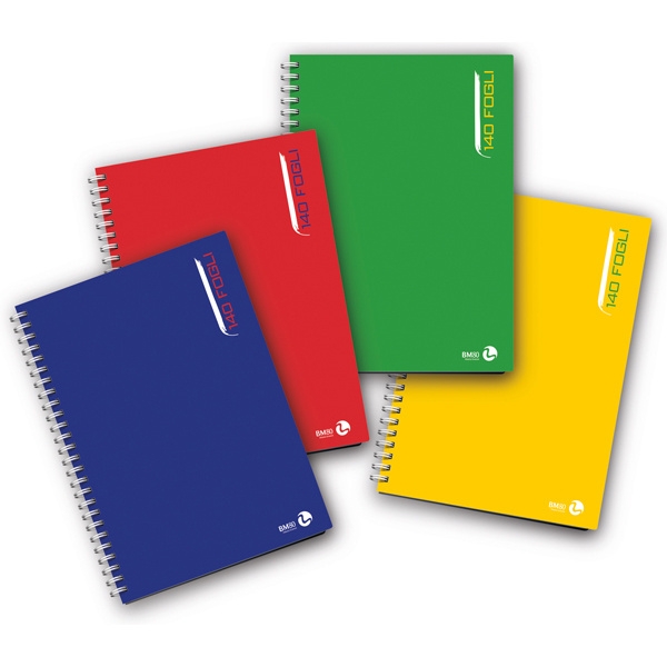Blocco notes spiralato l/lungo 22,3x29,7mm 80gr 1rigo 140fg bm - Z11596