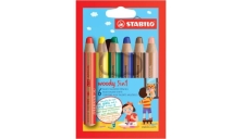 Astuccio 6 pastelli stabilo woody 3in1 + temperino - Z11196